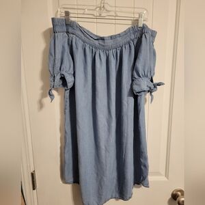 Forever 21 Soft Denim Look Dress Off the Shoulder Size L